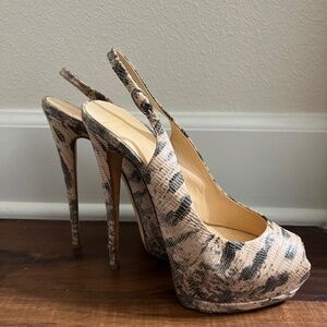 Giuseppe Zanotti Peep Toe Platform Lizard Emboss Beige Heels-Great Condition